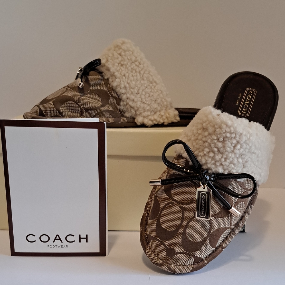 Coach Brown and Cream Slippers